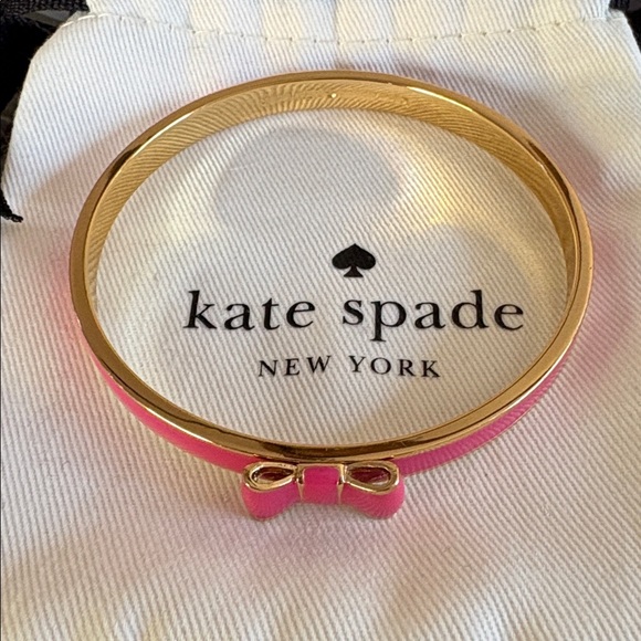 Kate Spade Gold and Pink Bow Bangle like new - Picture 2 of 7